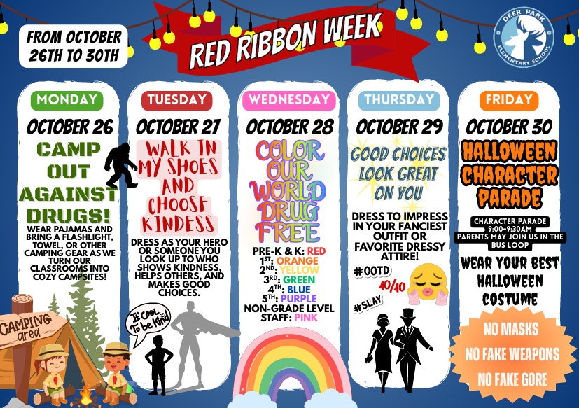 <p>red ribbon week dates and dress up day information</p>