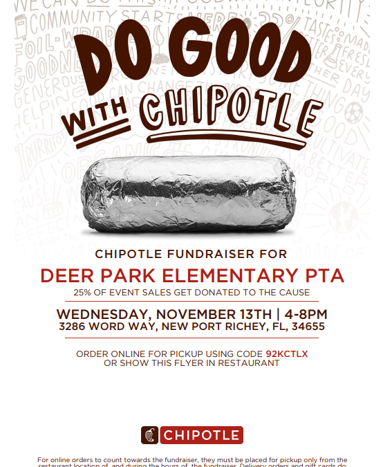 “Do Good With Chipotle” PTA Fundraiser: November 13th